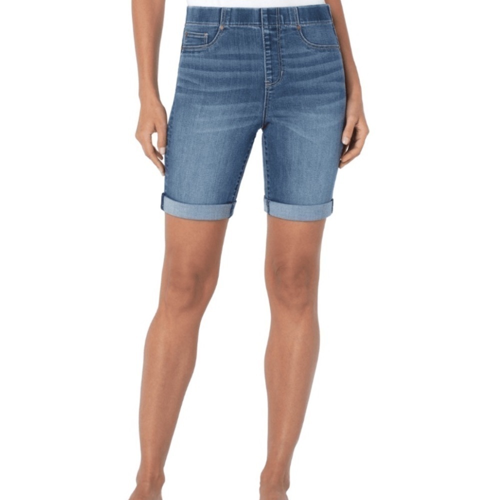NWT Liverpool Jeans Co Chloe Pull On Bermuda Shorts Eco Bixby Wash - Picture 3 of 9